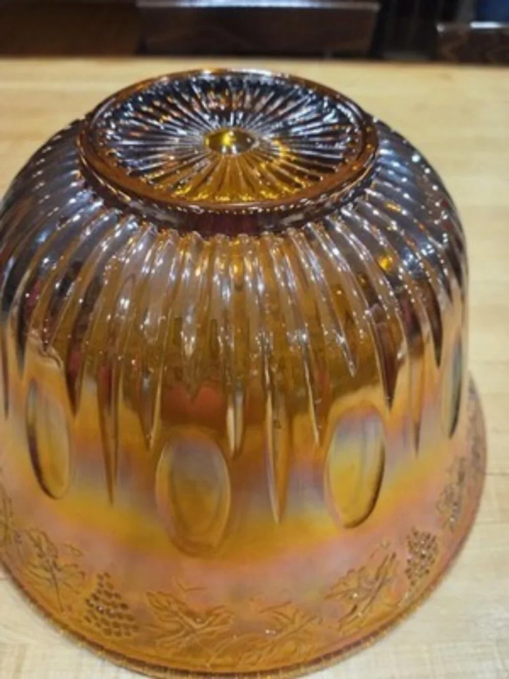 Vintage Indiana Glass Harvest Grape Marigold Carnival Punch Bowl Iridescent 12